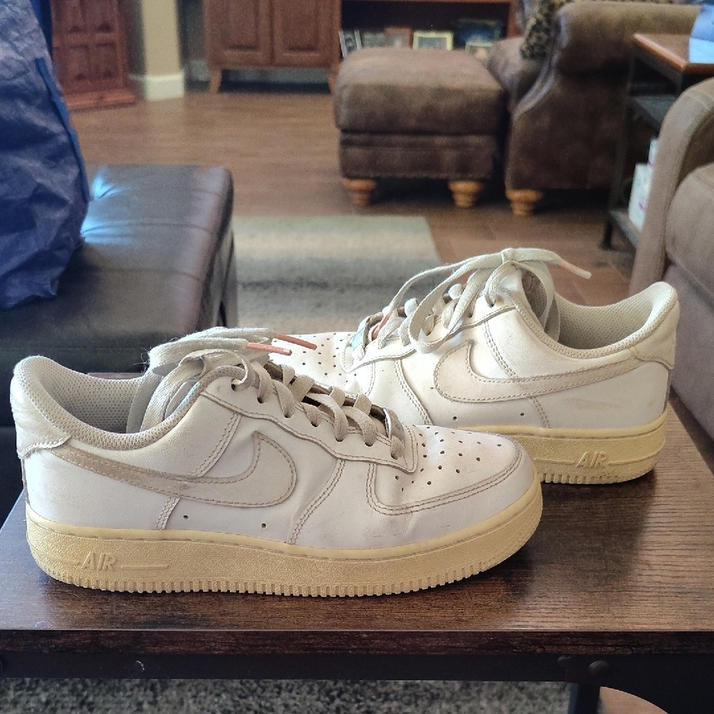 Nike Air Force 1 Cream and White Sneakers